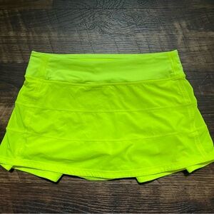 Lululemon Athletica pace rival skirt skort 13” in highlight yellow SZ 6 READ